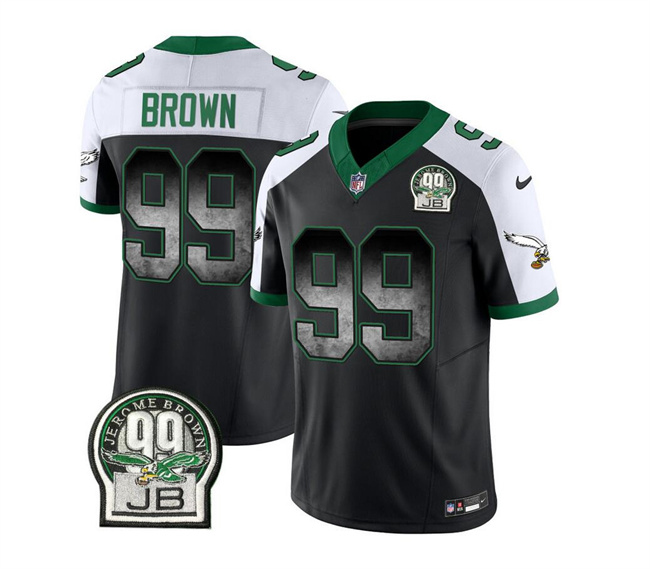 Men's Philadelphia Eagles #99 Jerome Brown Black/White 2023 F.U.S.E. Throwback Vapor Untouchable Limited Football Stitched Jersey